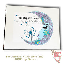 Load image into Gallery viewer, Die Cut Queen's custom shaped Box Labels, 2 Side Labels + BONUS Logo Stickers created for D&A Inspired Designs