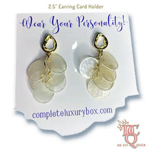 Load image into Gallery viewer, Die Cut Queen's custom shaped 2.5" Earring Card for Complete Luxury Box at www.completeluxurybox.com