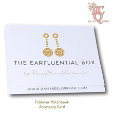 Load image into Gallery viewer, Die Cut Queen's custom shaped Foldover Matchbook Accessory Card for that extra-special touch as an all-in-one gift. Designed for The Earfluential Box at www.daisybeelorraine.com