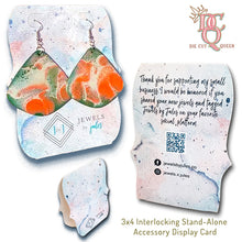 Load image into Gallery viewer, Die Cut Queen's custom shaped 3"x4" Foldover Interlocking Stand-Alone Accessory Display Card for Jewels by Jules at www.jewelsbyjules.co
