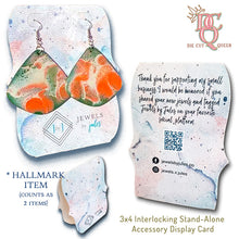 Load image into Gallery viewer, Die Cut Queen's custom shaped STAND ALONE INTERLOCKING DISPLAY EARRING CARD for Jewels by Jules at www.jewelsbyjules.com
