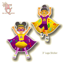 Load image into Gallery viewer, Die Cut Queen's custom shaped design of Novel & Novella Logo Stickers for Connection to Creativity at www.connectiontocreativity.com