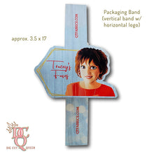 Load image into Gallery viewer, Die Cut Queen Packaging Band created for Tracey Stinger's personal branding to hold her favorite fabric fat quarters.