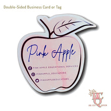 Load image into Gallery viewer, Die Cut Queen's custom shaped double-sided business card or tag designed for Pink Apple Educators at www.pinkappleeducators.com