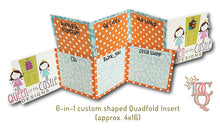 Load image into Gallery viewer, Die Cut Queen's custom shaped 6-in-1 Quadfold insert that showcases up to 6 panels of information such as Call to Action, About Us, Thank You, Social Links from QR Codes, Referral Programs or Coupons, What's Next, etc. for Queen of My Castle doorhangers at www.queenofmycastledesigns.com