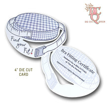 Load image into Gallery viewer, Die Cut Queen's 4" custom shaped FLAT Card or Gift Certificate for The Bra Market at www.thebramarket.com.