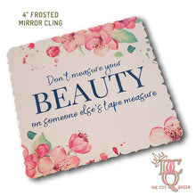 Load image into Gallery viewer, Die Cut Queen's custom shaped 4" FROSTED MIRROR CLING for The Bra Market at www.thebramarket.com.