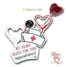 Load image into Gallery viewer, Die Cut Queen's custom shaped 6" Valentine's Card celebrating the health industry