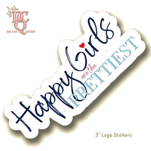 Load image into Gallery viewer, Die Cut Queen's custom shaped design of Logo Stickers... Happy Girls are the Prettiest for Bra Market Subscription Box at www.thebramarket.com